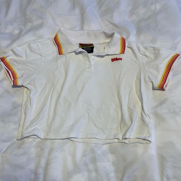 wilson x forever 21 tennis collection polo golf crop top with stripes - Picture 2 of 2